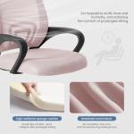 DUMOS Office Desk Chair - Ergonomic Mid Back with Lumbar Support & Rocking Mode, Height Adjustable with Fixed Armrest, Storage Back for Computer, Gaming, Conference, Meeting Room, 360° Swivel, Pink