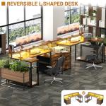 Aheaplus L Shaped Desk with File Drawer, Reversible L Shaped Computer Desk Gaming Desk with Power Outlet & LED Strip, Home Office Desk Corner Desk with Monitor Shelf, Storage Shelves, Rustic Brown