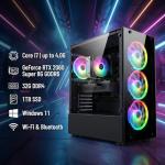 STGAubron Gaming PC Desktop Computer, Intel Core i7-6700 up to 4.0G, GeForce RTX 2060S 8G, 32GB DDR4, 1TB SSD, 600M WiFi, BT 5.0, RGB Fan x6, Windows 11 Home