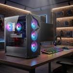 STGAubron Gaming PC Desktop Computer, AMD Ryzen 7 5700X up to 4.6G, GeForce RTX 3050 6G, 16GB DDR4, 1TB SSD, WiFi 6 & BT 5.2, RGB Fan x4, Windows 11 Home