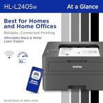Brother HL-L2405W Wireless Compact Monochrome Laser Printer with Mobile Printing, Black & White Output | Includes Refresh Subscription Trial(1), (Renewed Premium)