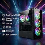 STGAubron Gaming PC Desktop Computer, Intel Core i7 up to 3.9G, GeForce GTX 1660 Super 6G, 32GB RAM, 1TB SSD, WiFi, BT 5.0, RGB Fan x6, Windows 11 Home
