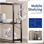 Pamray 43 Inch L Shaped Computer Desk with Reversible Side Storage Shelves, Small Corner Desk for Small Space Home Office,Writing Study Table Gaming PC Desk for Bedroom,Black