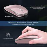 Halpilt Wireless Mouse Chargeable Portable Silent USB and Type-C Dual Mode Wireless Mouse 3 Adjustable DPI for Laptop, Mac, Android, PC (Q23S Black) (Rose Gold)
