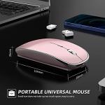 Halpilt Wireless Mouse Chargeable Portable Silent USB and Type-C Dual Mode Wireless Mouse 3 Adjustable DPI for Laptop, Mac, Android, PC (Q23S Black) (Rose Gold)