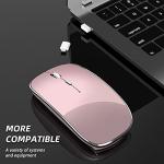 Halpilt Wireless Mouse Chargeable Portable Silent USB and Type-C Dual Mode Wireless Mouse 3 Adjustable DPI for Laptop, Mac, Android, PC (Q23S Black) (Rose Gold)