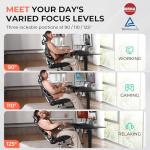 CAPOT Ergonomic Mesh Office Chair, Adjustable Lumbar High Back Desk Chair 400lbs, 4D Flip-up Arms, 3-Level Tilt Backrest, 3D Headrest, PU Wheels, Swivel Rolling Computer Seating for Long Desk Work