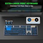 QUASIO Large Print Backlit Keyboard with 7-Color Backlit, Wired USB Lighted Computer Keyboards Oversize Letters Keys Easy to See, Illuminated Keyboard for PC, Laptop,Windows Desktop
