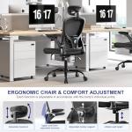 TLLMOON Ergonomic Office Chair - Adjustable Lumbar Support and Headrest, High Back Desk Chair with Flip-Up Arms for Home Office, 90-120° Tilt & Swivel Rolling Task Chair (Black)