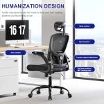 TLLMOON Ergonomic Office Chair - Adjustable Lumbar Support and Headrest, High Back Desk Chair with Flip-Up Arms for Home Office, 90-120° Tilt & Swivel Rolling Task Chair (Black)