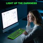 QUASIO Large Print Backlit Keyboard with 7-Color Backlit, Wired USB Lighted Computer Keyboards Oversize Letters Keys Easy to See, Illuminated Keyboard for PC, Laptop,Windows Desktop