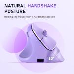 MEETION Left-Handed Mouse, Ergonomic Mouse Wireless Vertical Mouse, RGB Mice for Bluetooth(5.2 + 3.0) & USB-A with Type-C Adapter 4 Adjustable DPI for Mac/Windows/Tablet/iPad/PC Purple