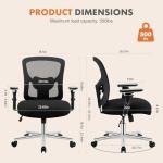 Sweetcrispy Big and Tall Office Desk Chair with Lumbar Support, 500lbs Heavy Duty Mesh Ergonomic Computer Chair with 4D Armrest and Wide Comfy Seat, Wheels for Adult