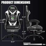 Czlolo Gaming Chair with Footrest Racing Style Lumbar Support Massager Video Game Chair with Metal Legs, High Back Reclining Gamer Chair with Headrest, 360° Swivel Office Computer Desk Chair (White)