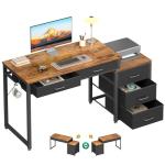 ODK Computer Desk with 5 Drawers, 53 Inch Office Desk with Printer Shelf, Reversible Work Desk for Home Office, Writing Table Desk with Headphone Hook for Storage, Rustic Brown