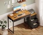 ODK Computer Desk with 5 Drawers, 53 Inch Office Desk with Printer Shelf, Reversible Work Desk for Home Office, Writing Table Desk with Headphone Hook for Storage, Rustic Brown