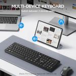 TECKNET Wireless Keyboards 2.4G+Bluetooth for 3 Devices - Computer Keyboards for Win/Mac, Full Size PC Keyboard with Number Pad, Multi Device for Desktop, Laptop, MacBook, Long Battery Life, Black