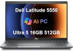 Dell Latitude 5550 5000 Business AI PC Laptop (15.6" FHD Anti-Glare, Intel 12-Core Ultra 5 125U (> i7-1355U), 16GB DDR5 RAM, 512GB SSD), Backlit, 1080p Webcam, Thunderbolt 4, Ethernet, Win 11 Pro