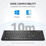 TECKNET Wireless Keyboards 2.4G+Bluetooth for 3 Devices - Computer Keyboards for Win/Mac, Full Size PC Keyboard with Number Pad, Multi Device for Desktop, Laptop, MacBook, Long Battery Life, Black