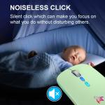 HOTLIFE LED Wireless Mouse, Slim Rechargeable Silent Portable USB Optical 2.4G Wireless Bluetooth Two Mode Computer Mice with USB Receiver and Type C Adapter (Green)