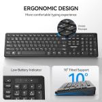 TECKNET Wireless Keyboards 2.4G+Bluetooth for 3 Devices - Computer Keyboards for Win/Mac, Full Size PC Keyboard with Number Pad, Multi Device for Desktop, Laptop, MacBook, Long Battery Life, Black