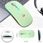 HOTLIFE LED Wireless Mouse, Slim Rechargeable Silent Portable USB Optical 2.4G Wireless Bluetooth Two Mode Computer Mice with USB Receiver and Type C Adapter (Green)