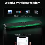 Monster S330 Computer Speakers, HiFi Stereo Sound PC Speakers, Bluetooth 6.0 Computer Sound Bar with Dynamic RGB Light, USB/Type-C Plug & Play, Gaming Speakers for Computer Desktop, PC, Laptop, Tablet