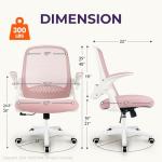 NEO CHAIR Office Desk Computer Gaming Ergonomic Chair with Lumbar Back Support Adjustable Height Swivel Wheels Flip-up Arms Mesh Chair for Home or Office (Pink)