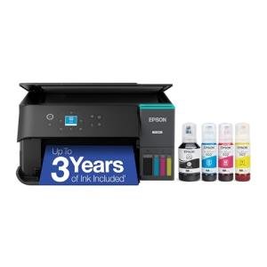 Epson EcoTank ET-2980 Wireless All-in-One Color Supertank Printer with up to 3 Years of Ink Refillable Tanks, Perfect for Home, 15 PPM, 1.44" Colorful Screen, Auto 2-Sided Printing - Black