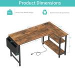 Lufeiya L Shaped Computer Desk with Power Outlet Shelves, 47 Inch Corner Desk for Home Office Bedroom, L-Shaped Study Writing Working PC Desks, Rustic Brown
