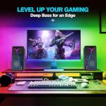 AYJBKL Computer Speakers for Desktop PC, USB-Powered Gaming Speakers for Laptop – Multi Colorful LED Backlight Modes, Stereo Sound for Gamers Music Movies, Indoor & Outdoor Use, 3.5mm AUX Cable