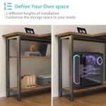 Lufeiya L Shaped Computer Desk with Power Outlet Shelves, 47 Inch Corner Desk for Home Office Bedroom, L-Shaped Study Writing Working PC Desks, Rustic Brown