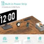 Lufeiya L Shaped Computer Desk with Power Outlet Shelves, 47 Inch Corner Desk for Home Office Bedroom, L-Shaped Study Writing Working PC Desks, Rustic Brown