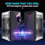 AYJBKL Computer Speakers for Desktop PC, USB-Powered Gaming Speakers for Laptop – Multi Colorful LED Backlight Modes, Stereo Sound for Gamers Music Movies, Indoor & Outdoor Use, 3.5mm AUX Cable