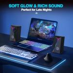 AYJBKL Computer Speakers for Desktop PC, USB-Powered Gaming Speakers for Laptop – Multi Colorful LED Backlight Modes, Stereo Sound for Gamers Music Movies, Indoor & Outdoor Use, 3.5mm AUX Cable