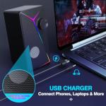 AYJBKL Computer Speakers for Desktop PC, USB-Powered Gaming Speakers for Laptop – Multi Colorful LED Backlight Modes, Stereo Sound for Gamers Music Movies, Indoor & Outdoor Use, 3.5mm AUX Cable