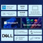 Dell Inspiron 15.6" 2K Touchscreen Business Laptop, 13th Gen Intel Core i5 (Beat i7-1250U), 16GB RAM, 512GB External and 256GB SSD Storage, Win 11, Office 365 for Web, USB-C, no Mouse