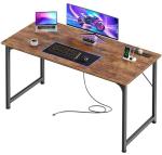 PRAISUN 47 X 20 Inch Office Computer Desk with Power Outlets and USB-C Port, Larger Gaming Desk, for Home Office, Study, Bedroom, Writing Work from Home Table, Metal Frame, Rustic Brown