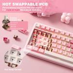 YUNZII B75 PRO Wireless Mechanical Keyboard,75% Layout with Knob,Hot Swap Gasket Custom Structure,Creamy Pre-lubed Switches,RGB Backlit,Bluetooth/Type-C/2.4G for Win/Mac(Cocoa Cream V2 Switch,Pink)