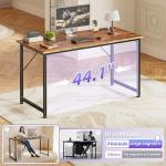 PRAISUN 47 X 20 Inch Office Computer Desk with Power Outlets and USB-C Port, Larger Gaming Desk, for Home Office, Study, Bedroom, Writing Work from Home Table, Metal Frame, Rustic Brown