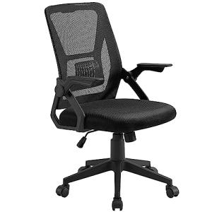 VECELO Mid-Back Swivel Ergonomic Office Chair with Adjustable Arms, Mesh Lumbar Support for Computer Task Work, Black