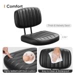 DUMOS Small Armless Home Desk Chair with Low Back Lumbar Support, Height Adjustable PU Leather Computer Task Chair with 360° Swivel Wheels, for Small Space, Kids and Adults, New Black