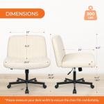 Orange Factory Criss Cross Chair Wheels Wide Cross Legged Office Desk Vanity Chair Comfy Fabric Armless Adjustable Swivel for Home Computer Task (Beige)