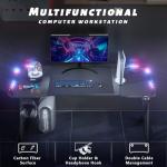 Black 47-Inch Ergonomic Gaming Desk with Cup Holder