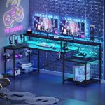 Bestier L-Shaped LED Gaming Desk with Storage