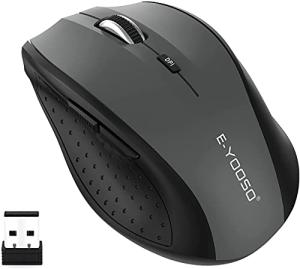 E-YOOSO Wireless Mouse for Laptop, Portable Optical Computer Mouse, 6 Buttons, Cordless 2.4GHz with USB Receiver, 5-Level 4800 DPI, 18 Months Battery Life for PC Chromebook Windows Mac