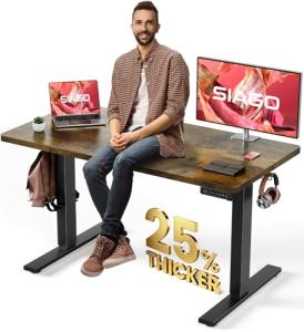 SIAGO Electric Standing Desk Adjustable - 48 x 24 Inch Sit Stand up Desk with Cable Management - 3 Memory Preset Adjustable Height Computer Home Office Desk