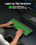 EDJO Large Print Backlit Wired Keyboard, Light Up USB Keyboard with 7-Colors Backlight, Oversize Letters Keys Full Size Computer Keyboard Compatible for Windows, Laptop, PC