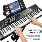 RockJam 61 Key Keyboard Piano Stand With Pitch Bend Kit, Piano Bench, Headphones, Simply Piano App & Keynote Stickers