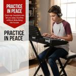 RockJam 61 Key Keyboard Piano Stand With Pitch Bend Kit, Piano Bench, Headphones, Simply Piano App & Keynote Stickers